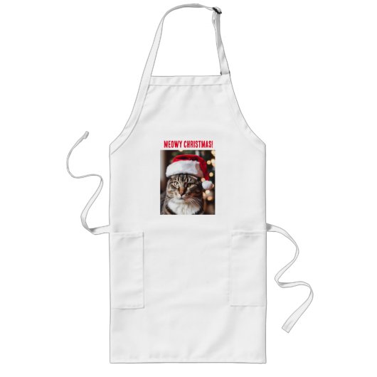 Meowy Christmas! Lange Schürze (Vorne)