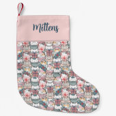 Meowy Christmas Magic Monogram Multi-Muster Cat Kleiner Weihnachtsstrumpf (Vorderseite)