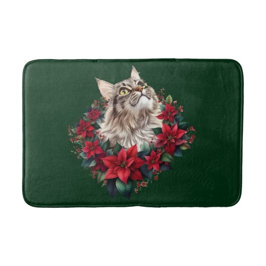 Meowy Christmas Maine Coon Cat  Badematte (Vorderseite)