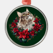 Meowy Christmas Maine Coon Cat  Ornament Aus Metall (Vorne)