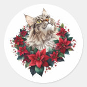 Meowy Christmas Maine Coon Cat Runder Aufkleber (Vorderseite)