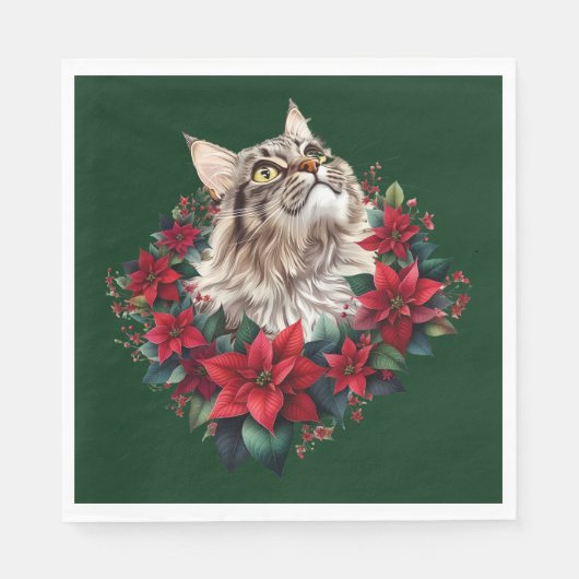 Meowy Christmas Maine Coon Cat Serviette (Vorderseite)