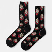 Meowy Christmas Maine Coon Cat Socken (Linkes Detail)