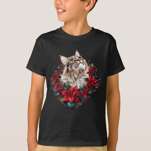 Meowy Christmas Maine Coon Cat  T-Shirt (Vorderseite)