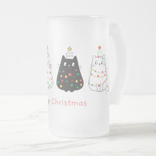 Meowy Christmas Mattglas Bierglas (VorderseiteRechts)