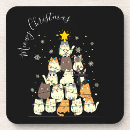 Meowy Christmas Merry Cat Tree Getränkeuntersetzer