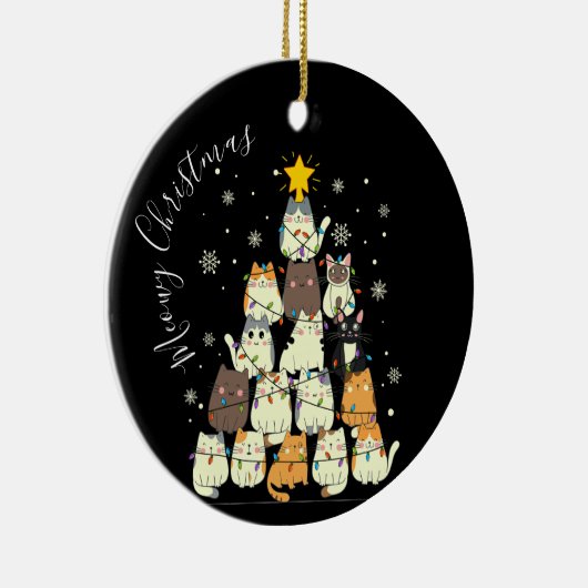 Meowy Christmas Merry Cat Tree Keramik Ornament (Rechts)