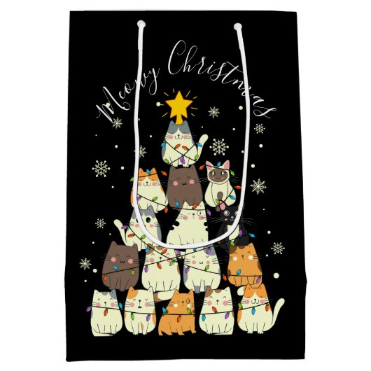 Meowy Christmas Merry Cat Tree Mittlere Geschenktüte (Rückseite)