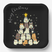 Meowy Christmas Merry Cat Tree Pappteller (Vorderseite)