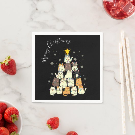 Meowy Christmas Merry Cat Tree Serviette (Beispiel)