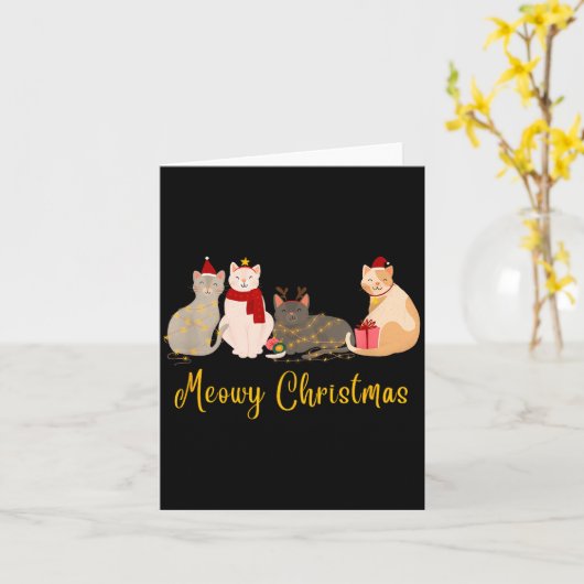 Meowy Christmas - Merry Christmas For Cat Lovers Karte (Gelbe Blume)