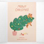Meowy Christmas - Mischievous Feline Fun Dreifach Gefaltete Urlaubskarte (Innenseite Mitte)