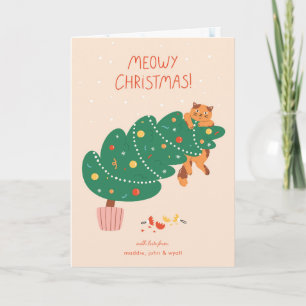 Meowy Christmas - Mischievous Feline Fun Feiertagskarte
