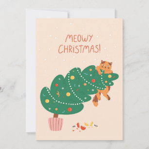Meowy Christmas - Mischievous Feline Fun Feiertagskarte