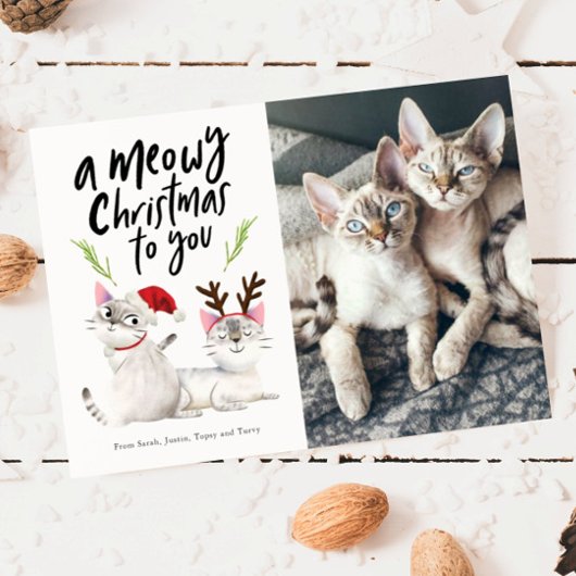 Meowy Christmas Niedlich Cat Foto Feiertagskarte