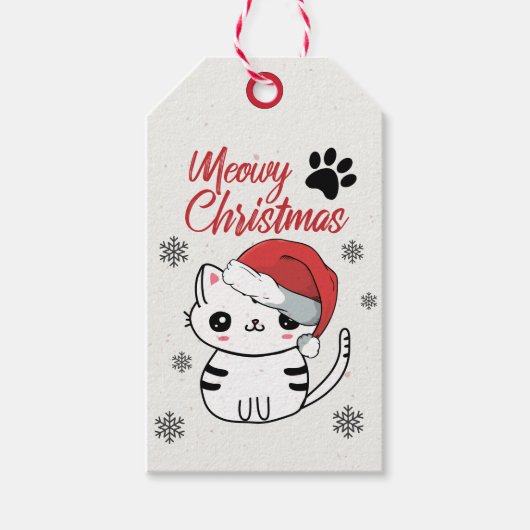 Meowy Christmas Niedlich Cat Geschenkanhänger (Vorderseite)