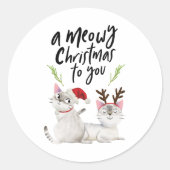 Meowy Christmas Niedlich Cat Lovers Runder Aufkleber (Vorderseite)
