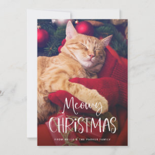 Meowy Christmas   Niedlich Funny Pet Cat Foto Feiertagskarte