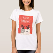 MEOWY CHRISTMAS NIEDLICH GIRLS LADIES CHRISTMAS T-Shirt (Vorderseite)