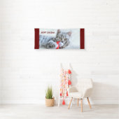 Meowy Christmas Niedlich Gray Tabby Cat Banner (Insitu)