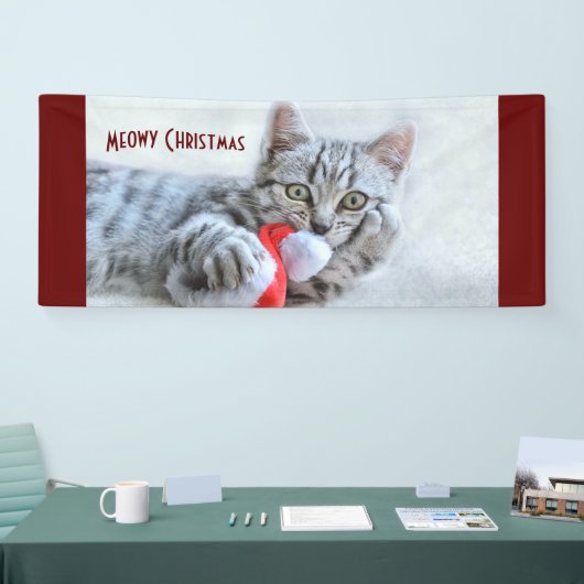 Meowy Christmas Niedlich Gray Tabby Cat Banner (Messe)