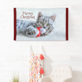 Meowy Christmas Niedlich Gray Tabby Cat Banner (Insitu)