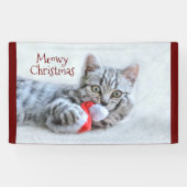 Meowy Christmas Niedlich Gray Tabby Cat Banner (Horizontal)