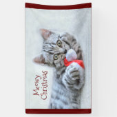 Meowy Christmas Niedlich Gray Tabby Cat Banner (Vertikal)