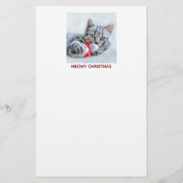 Meowy Christmas Niedlich Gray Tabby Cat Briefpapier