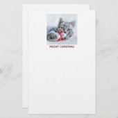 Meowy Christmas Niedlich Gray Tabby Cat Briefpapier (Vorne/Hinten)