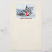 Meowy Christmas Niedlich Gray Tabby Cat Briefpapier (Vorderseite)