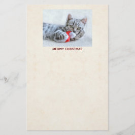 Meowy Christmas Niedlich Gray Tabby Cat Briefpapier