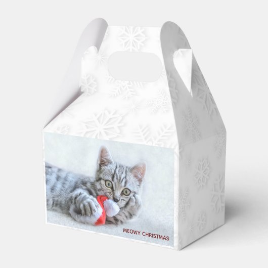 Meowy Christmas Niedlich Gray Tabby Cat Geschenkschachtel (Vorderseite)