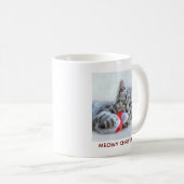 Meowy Christmas Niedlich Gray Tabby Cat Kaffeetasse (VorderseiteRechts)