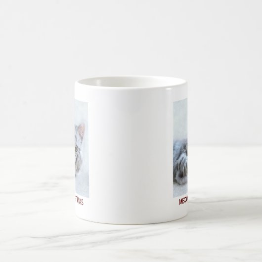 Meowy Christmas Niedlich Gray Tabby Cat Kaffeetasse (Mittel)