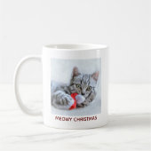 Meowy Christmas Niedlich Gray Tabby Cat Kaffeetasse (Links)