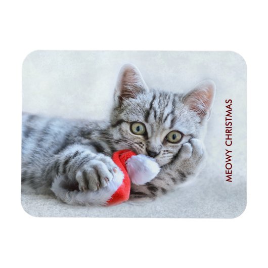 Meowy Christmas Niedlich Gray Tabby Cat Magnet (Horizontal)