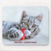Meowy Christmas Niedlich Gray Tabby Cat Mousepad (Vorne)