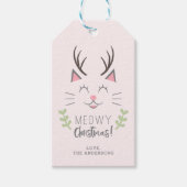 Meowy Christmas | Niedliche Katze, Antler Personal Geschenkanhänger (Vorderseite)