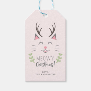 Meowy Christmas   Niedliche Katze, Antler Personal Geschenkanhänger