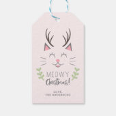 Meowy Christmas | Niedliche Katze, Antler Personal Geschenkanhänger (Rückseite)