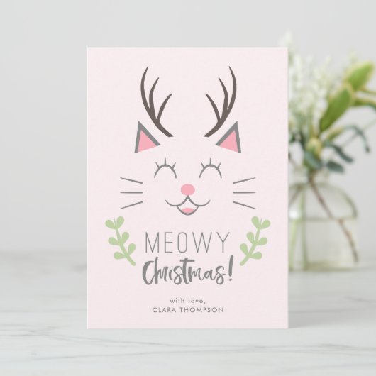 Meowy Christmas | Niedliche Katze Weihnachten (Stehend Vorderseite)
