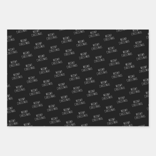 Meowy Christmas | Niedlicher Cat Pattern Urlaub Geschenkpapier Set (Vorderseite 3)
