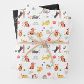 Meowy Christmas | Niedlicher Cat Pattern Urlaub Geschenkpapier Set (Beispiel)