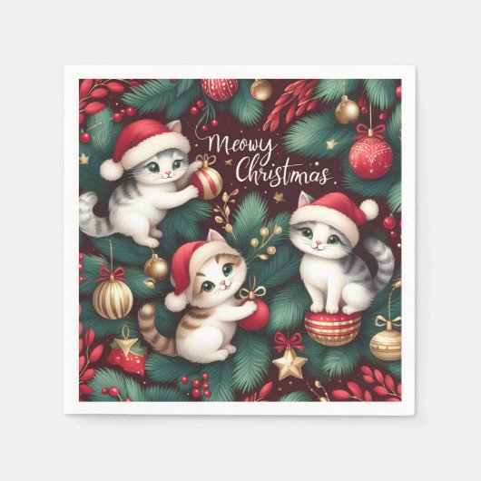 Meowy Christmas - Papier Serviette (Vorderseite)