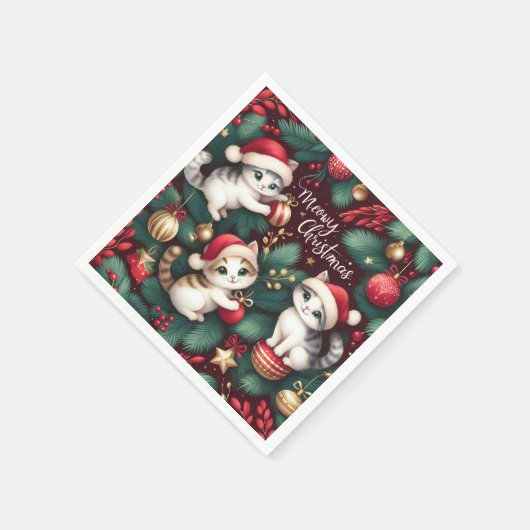 Meowy Christmas - Papier Serviette (Ecke)