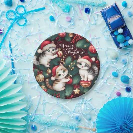 Meowy Christmas - Pappteller (Party)