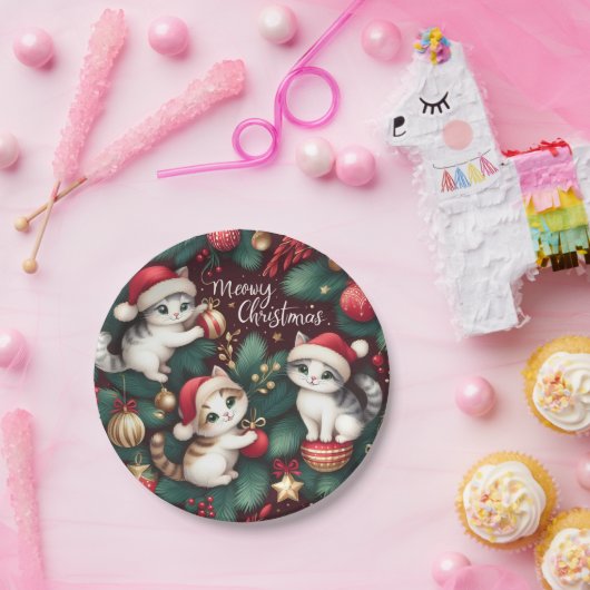 Meowy Christmas - Pappteller (Party)