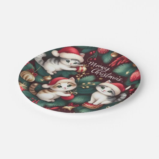 Meowy Christmas - Pappteller (Schrägansicht)