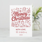 Meowy Christmas Party Feiertagskarte (Stehend Vorderseite)